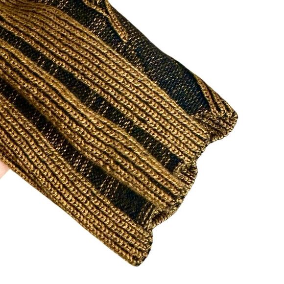 Peruvian Connection Bronze Art Deco Dress Gold Ribbed Knit Pima Cotton Small - Picture 6 of 14